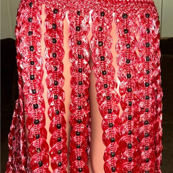 Handmade • Waist: 40-60” (Adjustable) • Pink Plastic Crochet W/ Black Bead Skirt - Picture 6 of 13